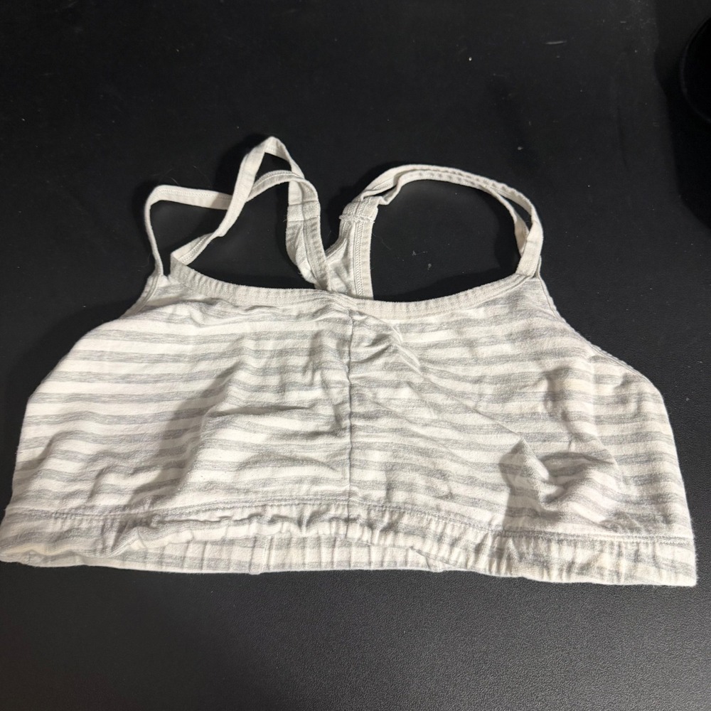 Fruitβ of the Loom Sports Bra Womens 38 Grey White Striped Racerback Bralette